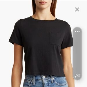 Madewell XS crop tee black oversized pocket tee